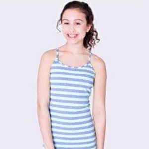 ☃️Ivivva Tumblin' Tank in Carribean Sea Stripe Electric Indigo Fresh Teal